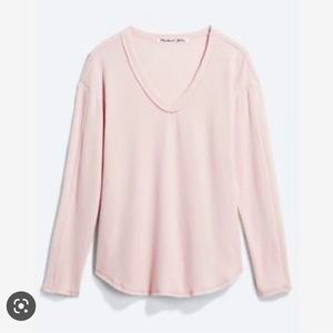 NWT MICHAEL STARS V NECK BRUSHED JERSEY PULLOVER